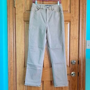 Women’s size 10 Lands’ End khaki high rise straight jeans in good condition